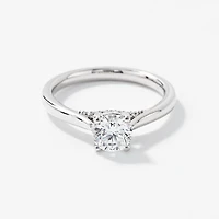 Lab Grown Round Cut Diamond Engagement Ring 14K White Gold (0.82 ct