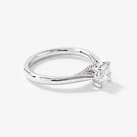 Lab Grown Round Cut Diamond Engagement Ring 14K White Gold (0.82 ct