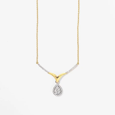 Diamond Cluster Necklace in 10K White and Yellow Gold (0.50 ct tw)