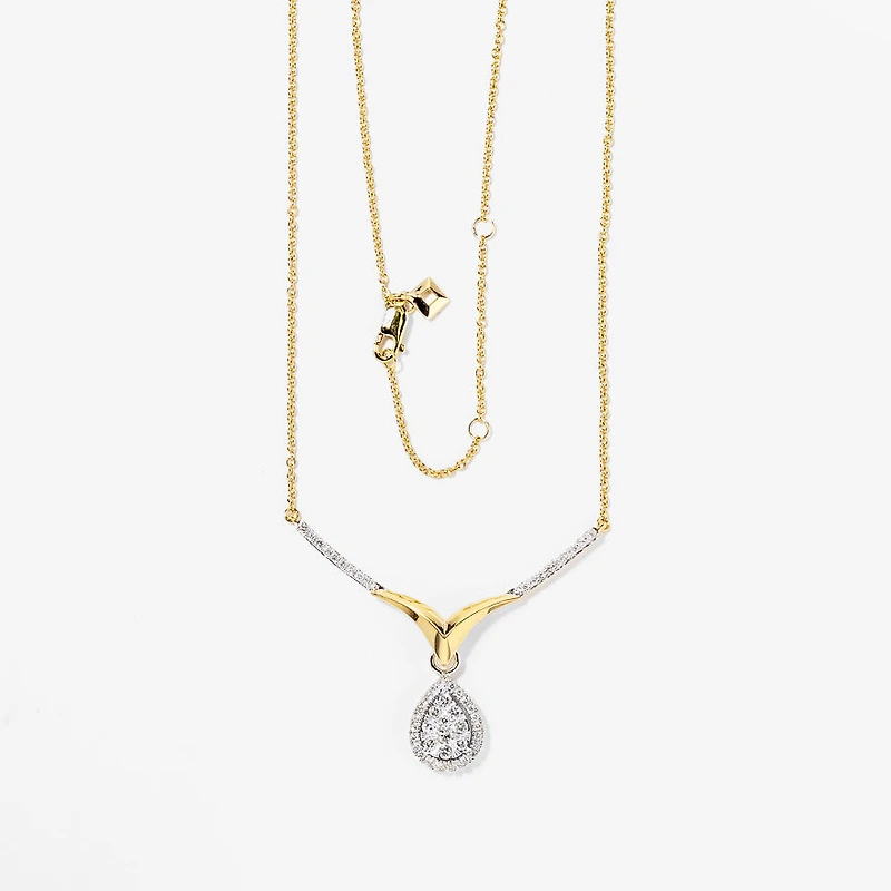 Diamond Cluster Necklace in 10K White and Yellow Gold (0.50 ct tw)