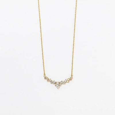 Diamond Cluster Necklace in 10K Yellow and White Gold (0.20 ct tw)