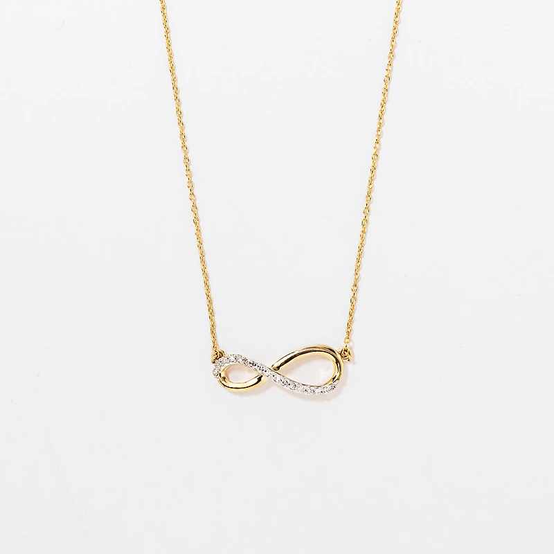 Diamond Infinity Necklace in 10K Yellow Gold (0.08 ct tw)