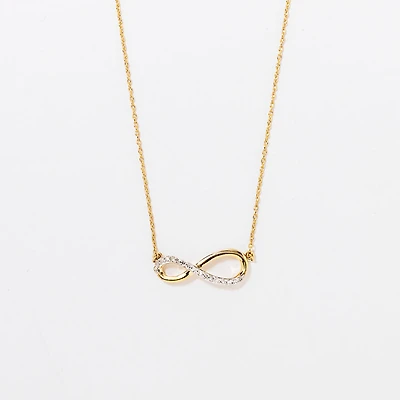 Diamond Infinity Necklace in 10K Yellow Gold (0.08 ct tw)