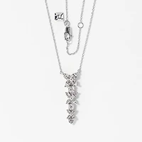 Diamond Cluster Necklace with Petal Motif in 10K White Gold (0.38 ct t