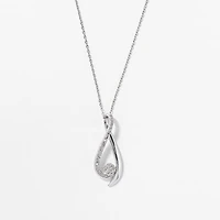 Ribbon Pendant Necklace with Diamonds in 10K White Gold (0.15ct tw)