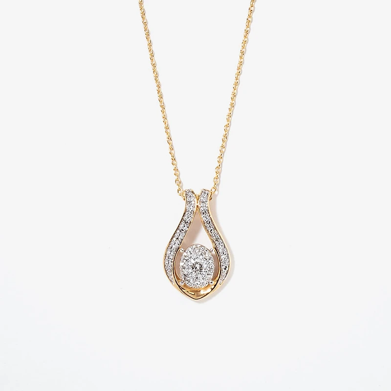 Diamond Cluster Necklace in 10K Yellow Gold (0.33 ct tw)