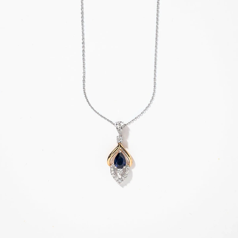 Sapphire Necklace in 10K White and Yellow Gold