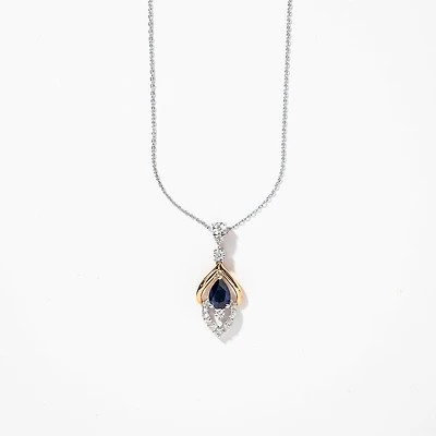 Sapphire Necklace in 10K White and Yellow Gold