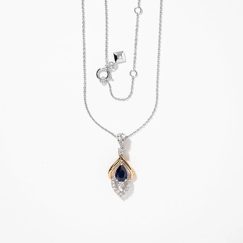 Sapphire Necklace in 10K White and Yellow Gold