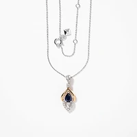 Sapphire Necklace in 10K White and Yellow Gold