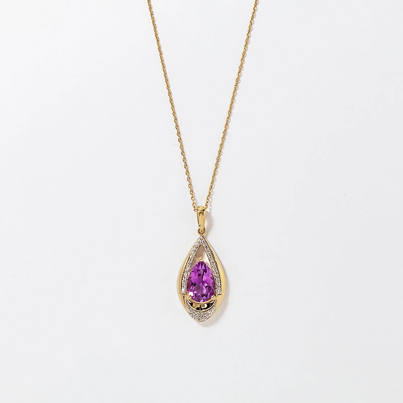 10K Amethyst Pendant in 10K Yellow Gold