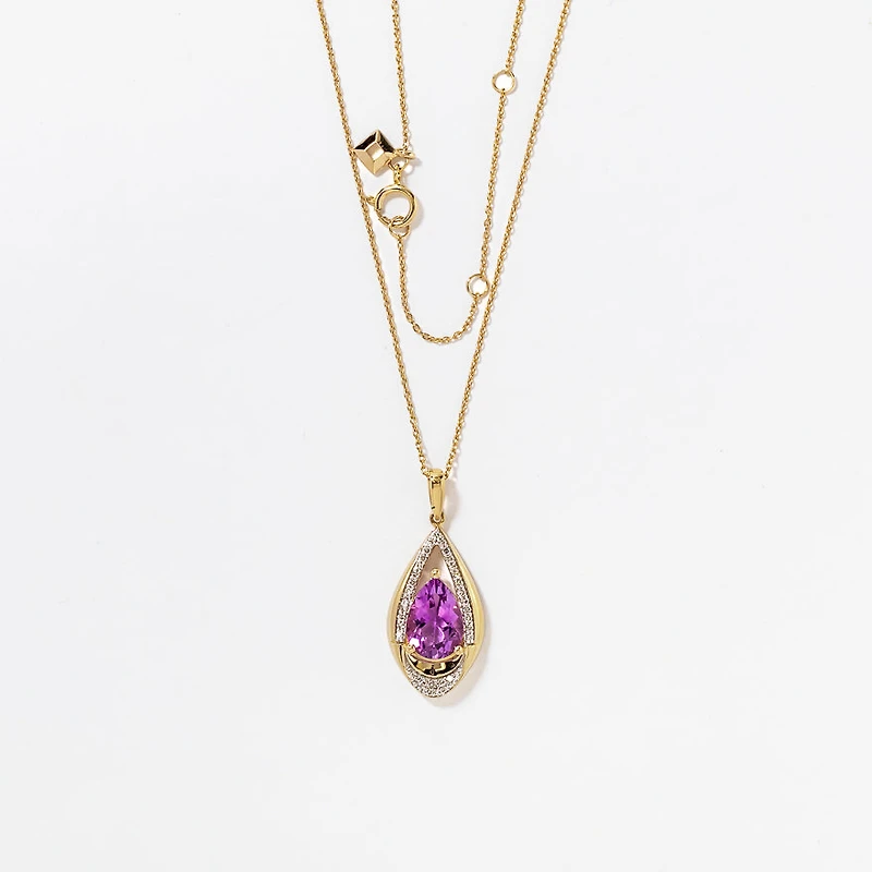 10K Amethyst Pendant in 10K Yellow Gold