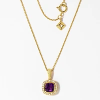 Cushion Cut Amethyst Necklace in 10K Yellow Gold