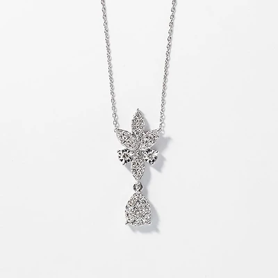 Diamond Cluster Necklace in 10K White Gold (0.50 ct tw)