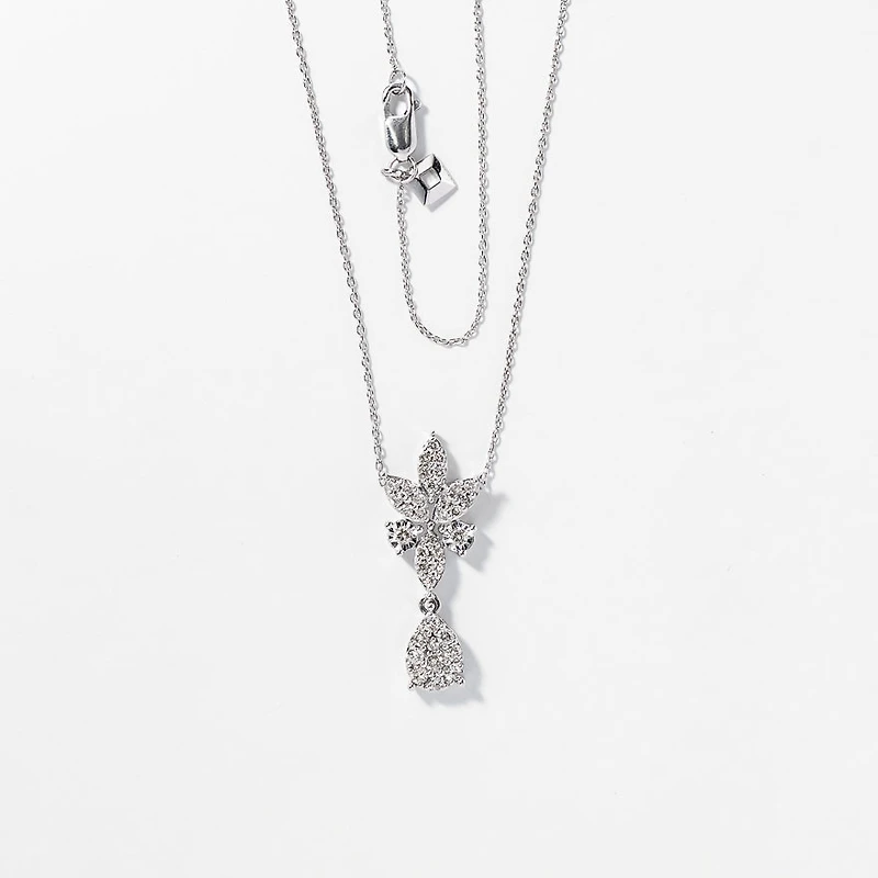 Diamond Cluster Necklace in 10K White Gold (0.50 ct tw)