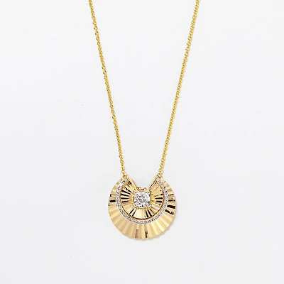 Diamond Sunray Necklace in 10K Yellow and White Gold (0.25 ct tw)