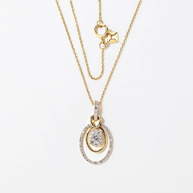 Diamond Cluster Necklace in 10K Yellow Gold (0.33 ct tw)