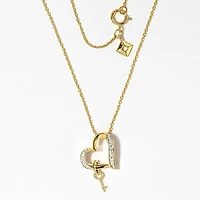 Heart and Key Diamond Pendant in 10K Yellow Gold (0.05 ct tw)