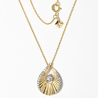 Diamond Sunray Necklace in 10K Yellow and White Gold (0.25 ct tw)