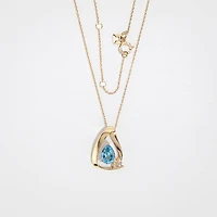 Pear Shape Blue Topaz Necklace in 10K Yellow Gold
