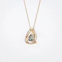 Pear Shape Blue Topaz Necklace in 10K Yellow Gold