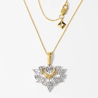 Marquise Shape Diamond Cluster Necklace in 10K Yellow and White Gold (