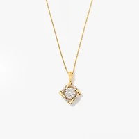 Diamond Cluster Necklace in 10K Yellow and White Gold (0.40 ct tw)