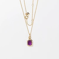Emerald Cut Amethyst Necklace in 10K Yellow Gold