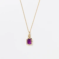 Emerald Cut Amethyst Necklace in 10K Yellow Gold