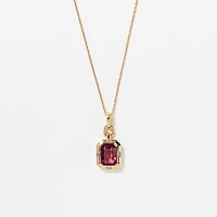 Emerald Cut Garnet Necklace in 10K Yellow Gold