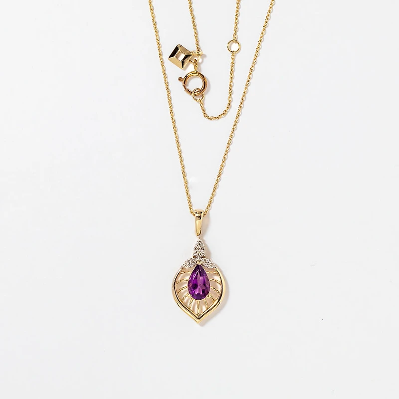 Amethyst Pendant in 10K Yellow Gold