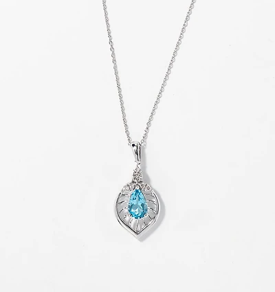 Blue Topaz Necklace in 10K White Gold