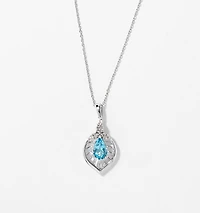 Blue Topaz Necklace in 10K White Gold