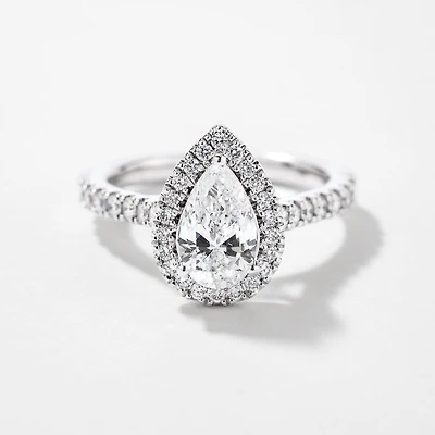 Pear Shape Diamond Engagement Ring 14K White Gold (1.38 ct tw)