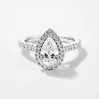 Pear Shape Diamond Engagement Ring 14K White Gold (1.38 ct tw)