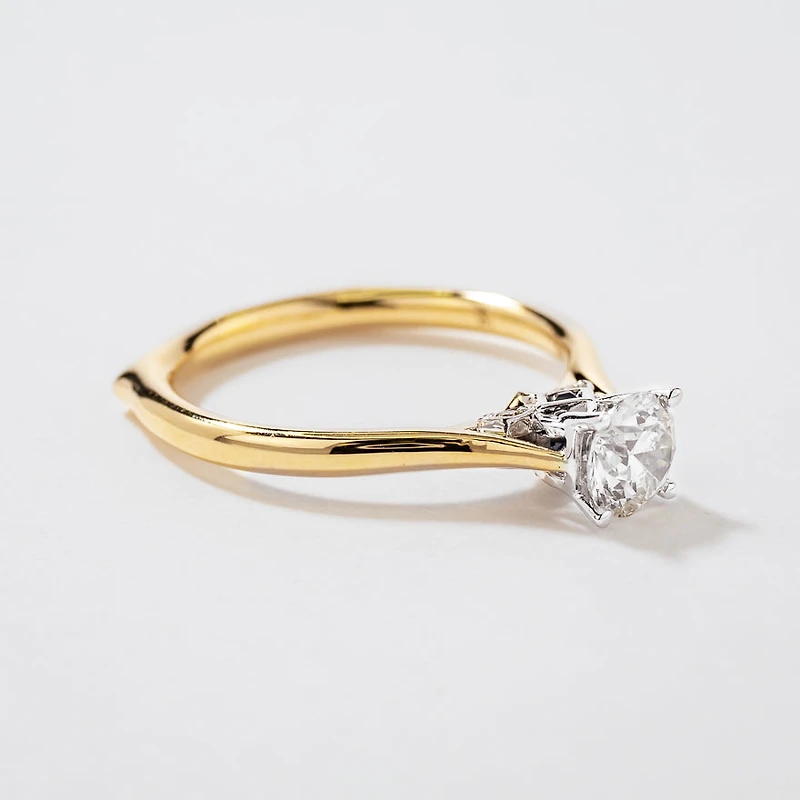 -Tara- Diamond Engagement Ring With Sapphire Accents 14K Yellow Gol