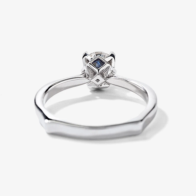 Holly- Diamond Engagement Ring With Sapphire Accents 14K White Gol