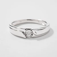 Gent's Wedding Band 10K White Gold (0.03 ct tw)