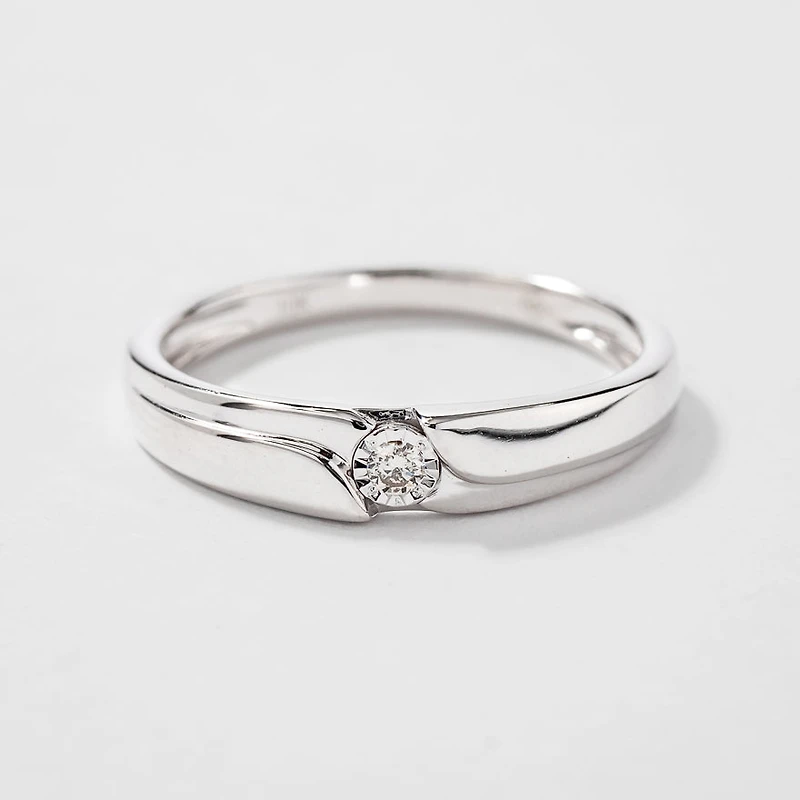 Ladies Wedding Band 10K White Gold (0.03 ct tw)