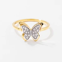 Butterfly Ring 10K Yellow and White Gold (0.13 ct tw)