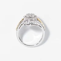 Diamond Cluster Ring Two-Tone 10K White and Yellow Gold (0.50 ct tw