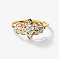 Flower Diamond Cluster Ring 10K Yellow Gold (0.20 ct tw)