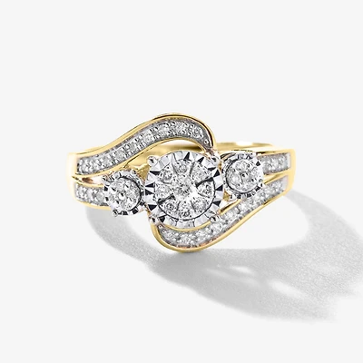Diamond Cluster Ring 10K Yellow and White Gold (0.25 ct tw)