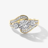 Diamond Cluster Ring 10K Yellow and White Gold (0.25 ct tw)