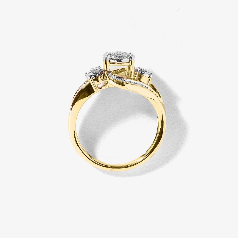Diamond Cluster Ring 10K Yellow and White Gold (0.25 ct tw)