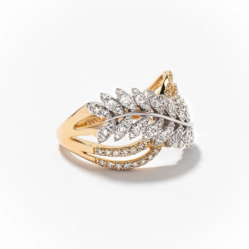 Diamond Cluster Ring 10K Yellow and White Gold (0.75 ct tw)