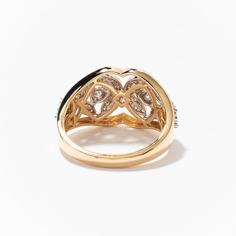 Marquise Flower Diamond Cluster Ring 10K Yellow and White Gold (0.5