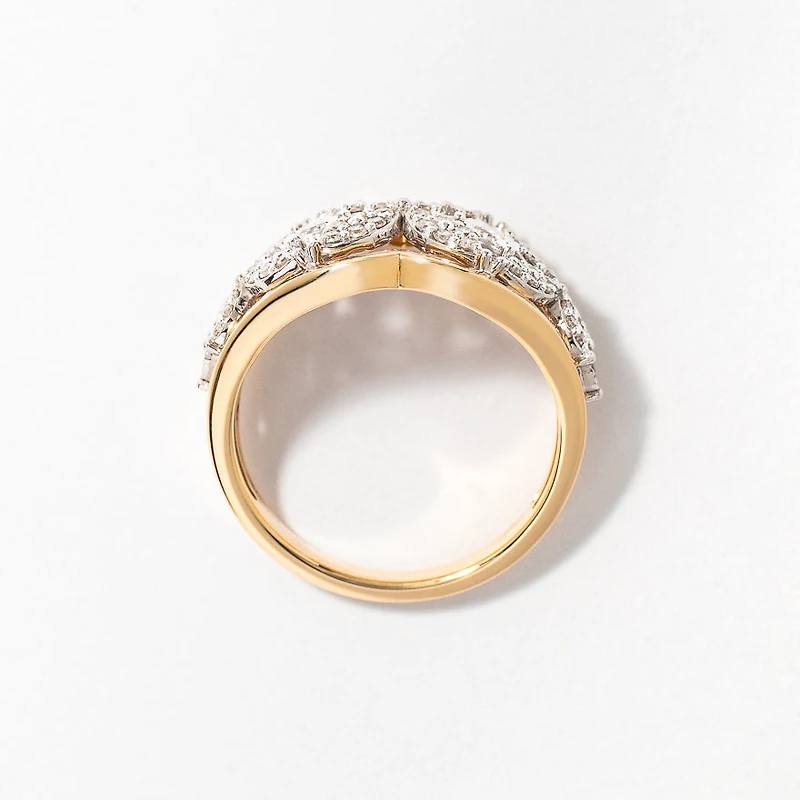 Marquise Flower Diamond Cluster Ring 10K Yellow and White Gold (0.5