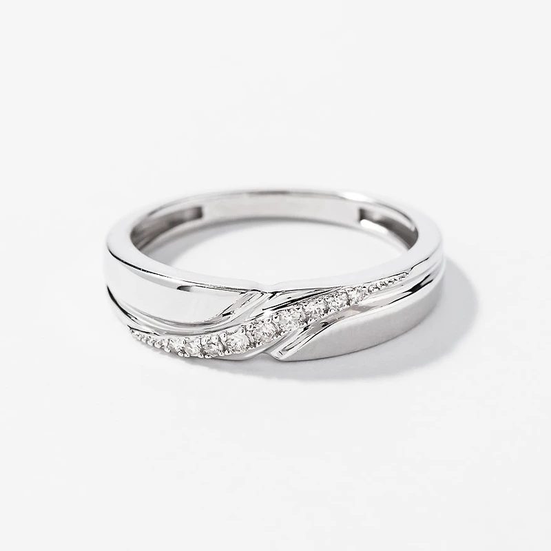 Ladies Diamond Wedding Band 10K White Gold (0.06 ct tw)