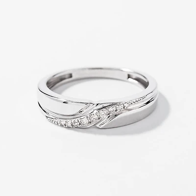 Ladies Diamond Wedding Band 10K White Gold (0.06 ct tw)